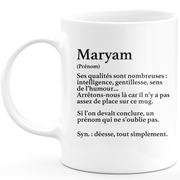 Mug Cadeau Maryam - définition Maryam - Cadeau prénom personnalisé Anniversaire Femme noël départ collègue - Céramique - Blanc