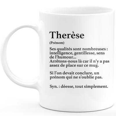 Mug Gift Therese - definition Therese - Personalized first name gift Birthday Woman Christmas departure colleague - Ceramic - White