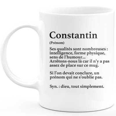Constantin Gift Mug - Constantin definition - Personalized first name gift Birthday Man Christmas departure colleague - Ceramic - White