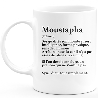 Mug Cadeau Moustapha - définition Moustapha - Cadeau prénom personnalisé Anniversaire Homme noël départ collègue - Céramique - Blanc