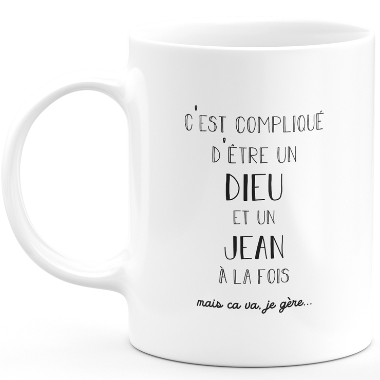 Mug Jean gift - dieu jean - Personalized first name gift Birthday Man Christmas departure colleague - Ceramic - White