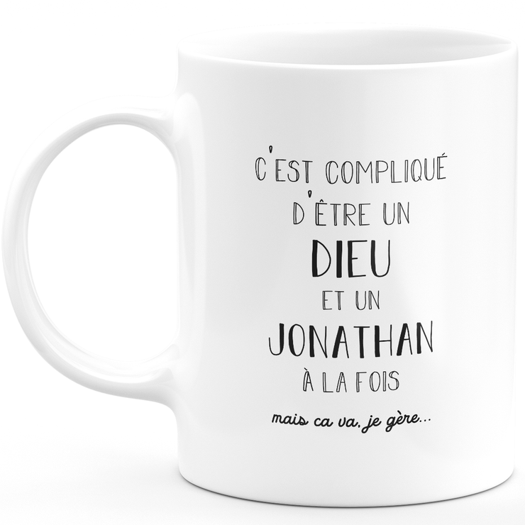 Mug Jonathan gift - Jonathan god - Personalized first name gift Birthday Man Christmas departure colleague - Ceramic - White