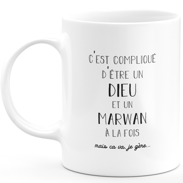 Mug Cadeau marwan - dieu marwan - Cadeau prénom personnalisé Anniversaire Homme noël départ collègue - Céramique - Blanc