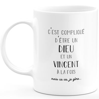 Mug Vincent gift - Vincent god - Personalized first name gift Birthday Man Christmas departure colleague - Ceramic - White