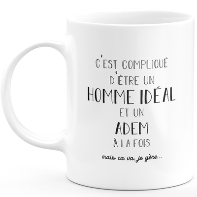 Mug Gift adem - ideal man adem - Personalized first name gift Birthday Man christmas departure colleague - Ceramic - White