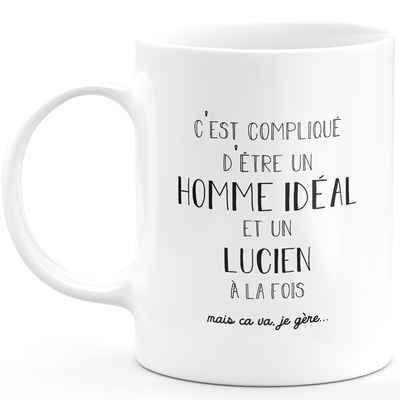 Mug Lucien gift - ideal man Lucien - Personalized first name gift Birthday Man Christmas departure colleague - Ceramic - White