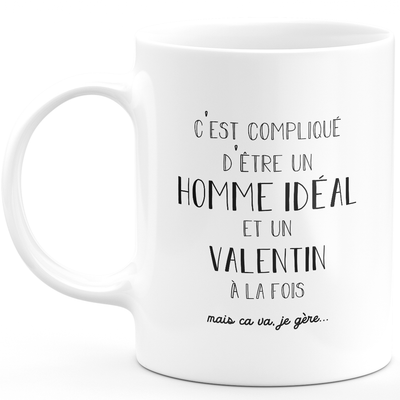 Mug Valentine's gift - ideal valentine man - Personalized first name gift Birthday Man Christmas departure colleague - Ceramic - White